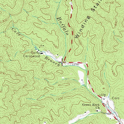 Topographic Map of Cove Branch, NC