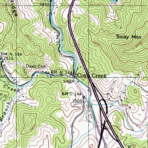 Topographic Map of Cove Creek, NC
