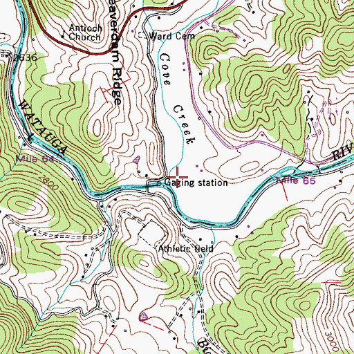 Topographic Map of Cove Creek, NC