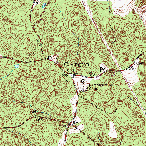 Topographic Map of Covington, NC