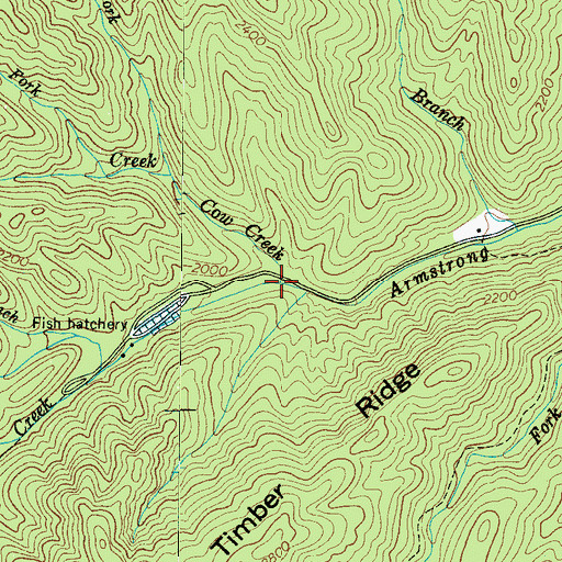 Topographic Map of Cow Creek, NC