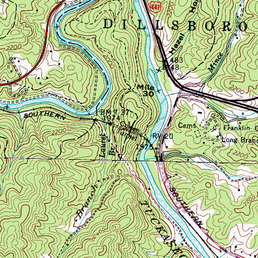Topographic Map of Cowee Tunnel, NC