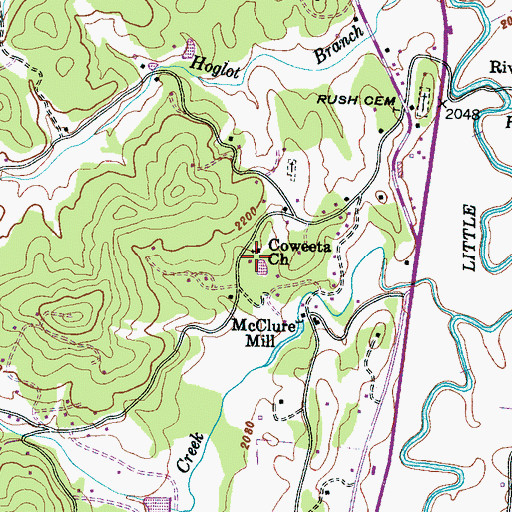 Topographic Map of Coweeta Church, NC