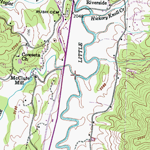 Topographic Map of Coweeta Creek, NC