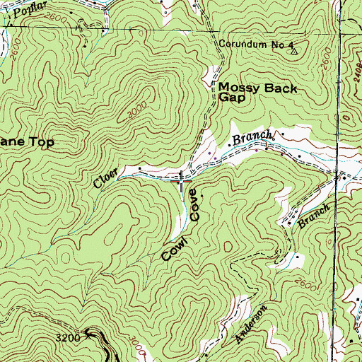 Topographic Map of Cowl Cove, NC