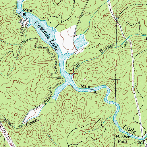 Topographic Map of Cox Branch, NC
