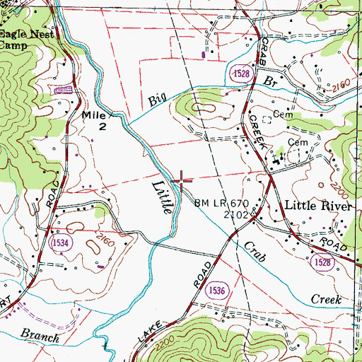 Topographic Map of Crab Creek, NC