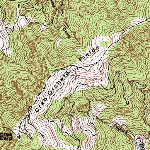 Topographic Map of Crab Orchard Fields, NC