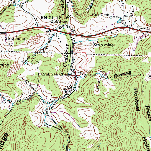 Topographic Map of Crabtree Chapel, NC