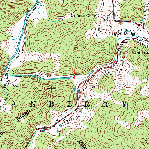 Topographic Map of Cranberry Creek, NC
