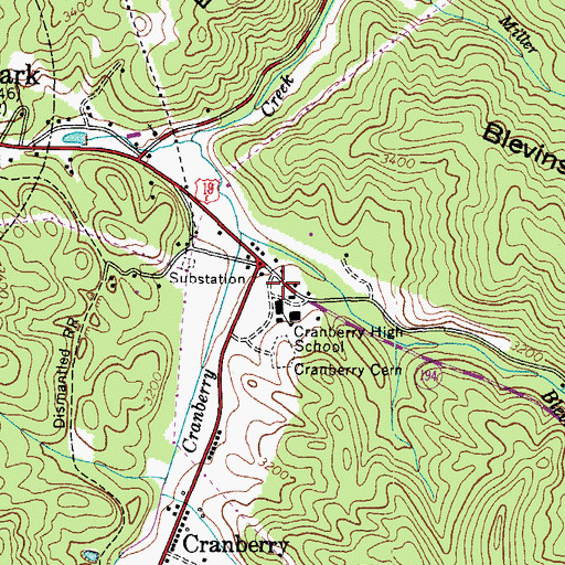 Topographic Map of Cranberry High School, NC