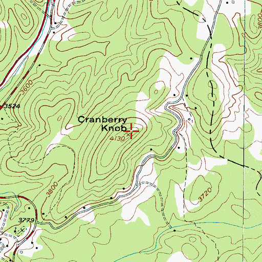 Topographic Map of Cranberry Knob, NC