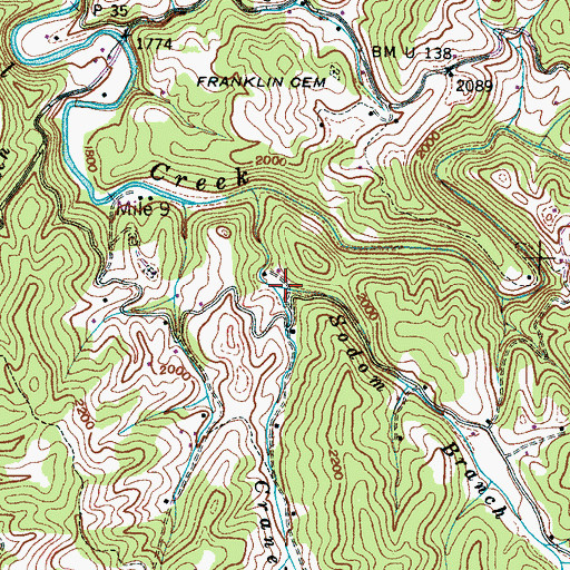 Topographic Map of Crane Branch, NC