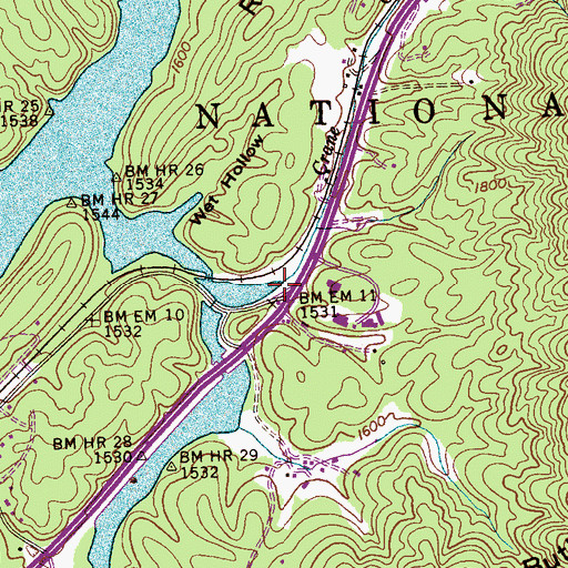 Topographic Map of Crane Creek, NC