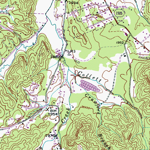 Topographic Map of Crawford Branch, NC