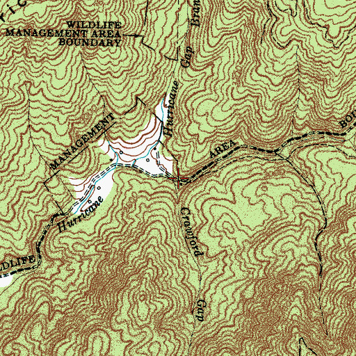 Topographic Map of Crawford Branch, NC