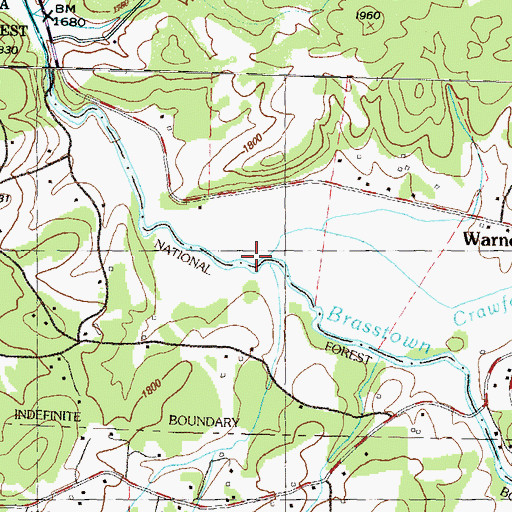 Topographic Map of Crawford Creek, NC