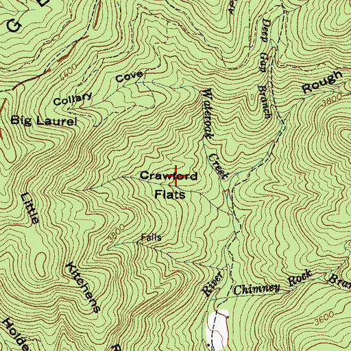 Topographic Map of Crawford Flats, NC