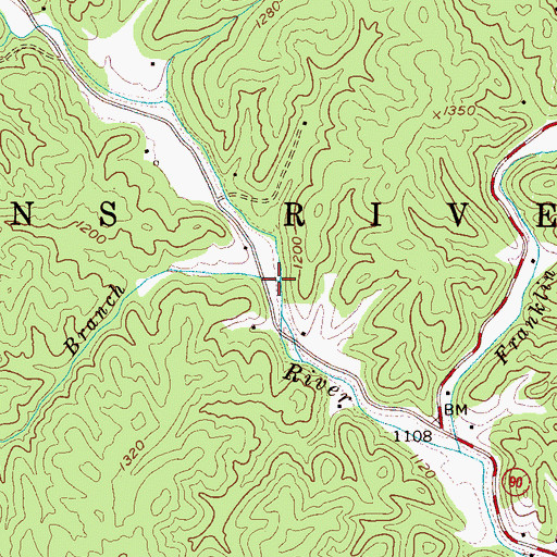 Topographic Map of Crawley Branch, NC