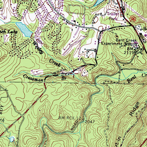 Topographic Map of Creasman Branch, NC