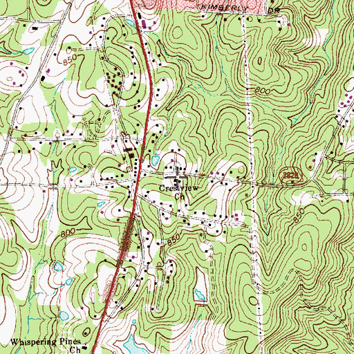 Topographic Map of Crestview Church, NC