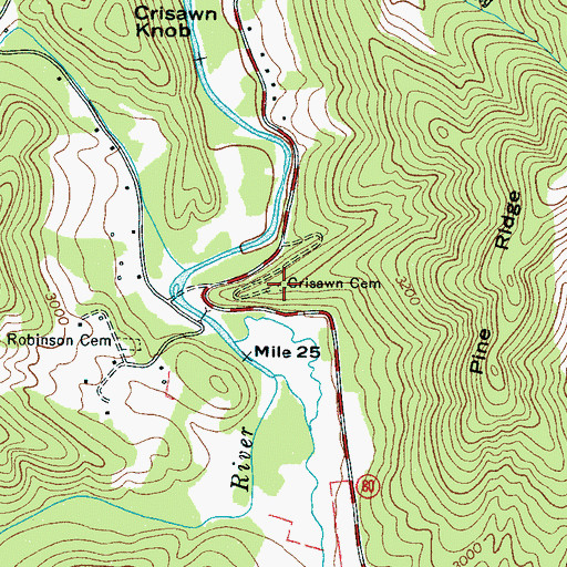 Topographic Map of Crisawn Cemetery, NC