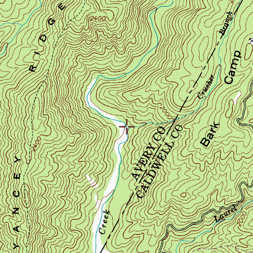 Topographic Map of Crusher Branch, NC