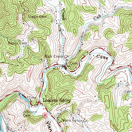 Topographic Map of Cub Creek, NC