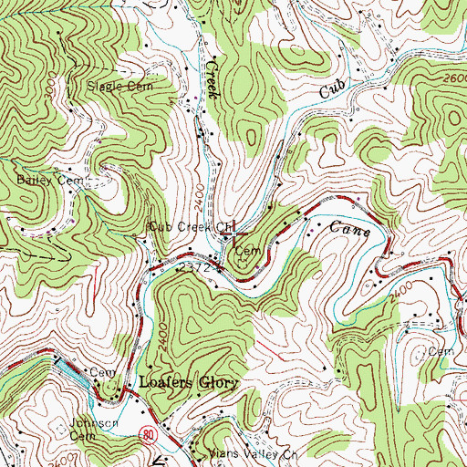 Topographic Map of Cub Creek Church, NC