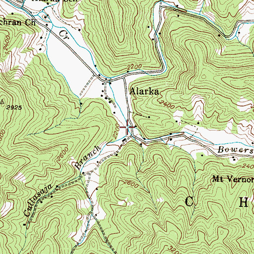 Topographic Map of Cullasaja Branch, NC
