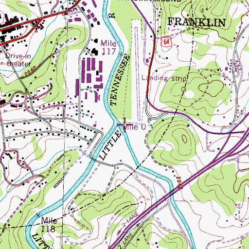 Topographic Map of Cullasaja River, NC