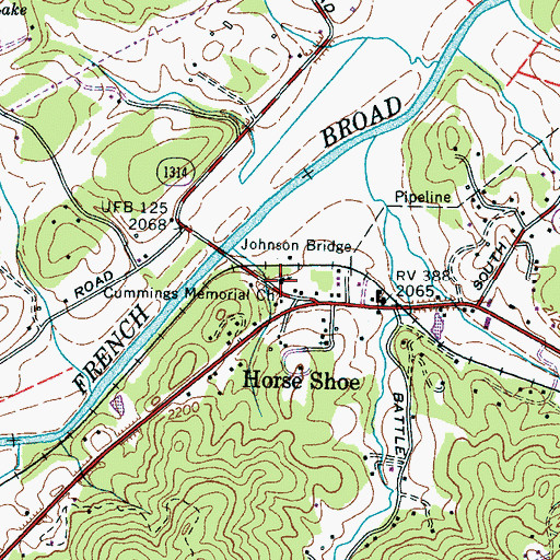 Topographic Map of Cummings Memorial Church, NC