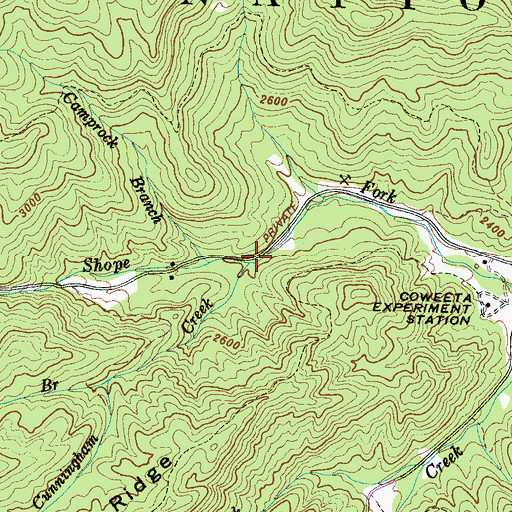 Topographic Map of Cunningham Creek, NC