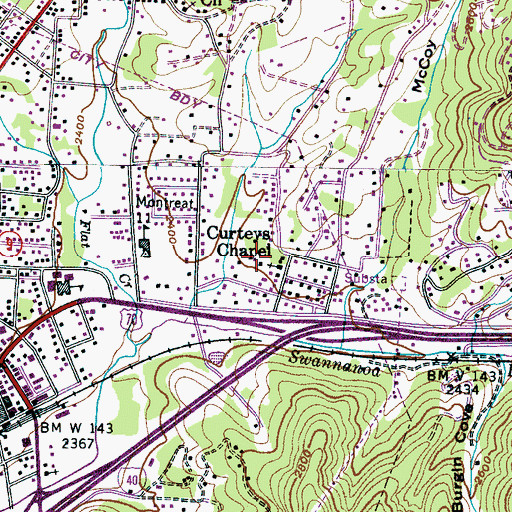 Topographic Map of Curteys Chapel, NC
