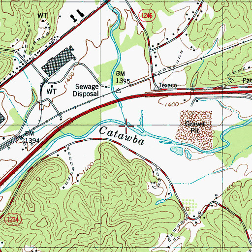 Topographic Map of Curtis Creek, NC