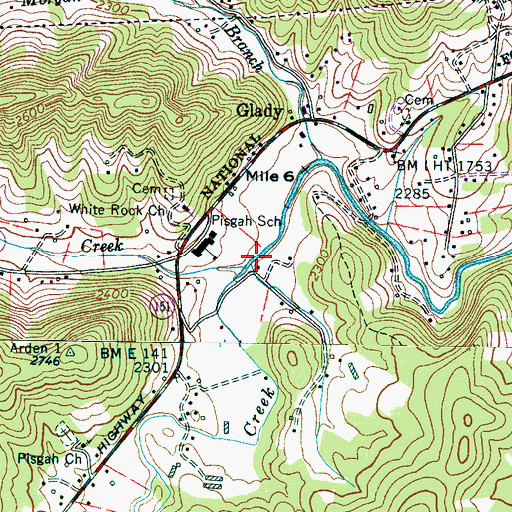 Topographic Map of Curtis Creek, NC