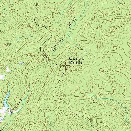 Topographic Map of Curtis Knob, NC