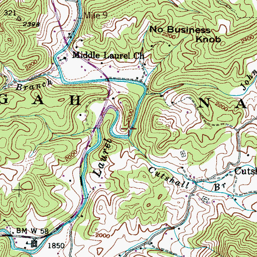 Topographic Map of Cutshall Branch, NC