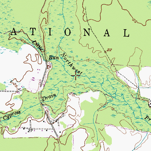 Topographic Map of Cypress Drain, NC