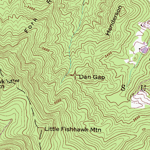 Topographic Map of Dan Gap, NC