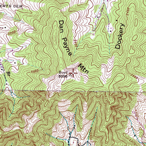Topographic Map of Dan Payne Mountain, NC