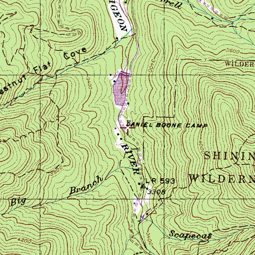 Topographic Map of Daniel Boone Camp, NC
