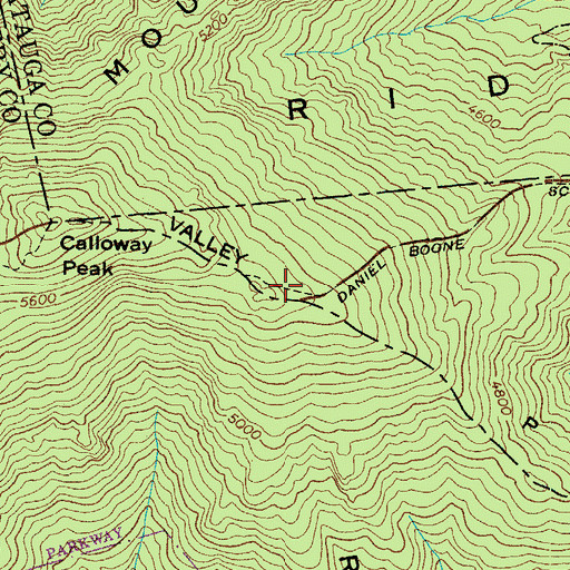Topographic Map of Daniel Boone Scout Trail, NC