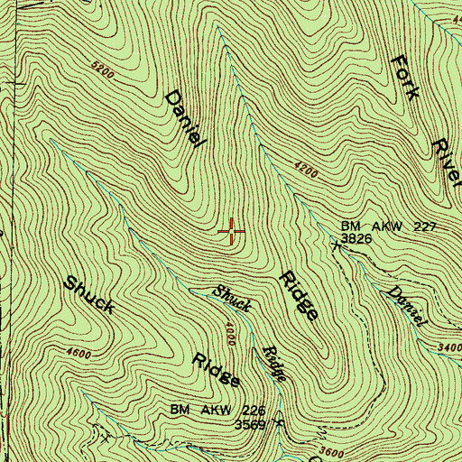 Topographic Map of Daniel Ridge, NC