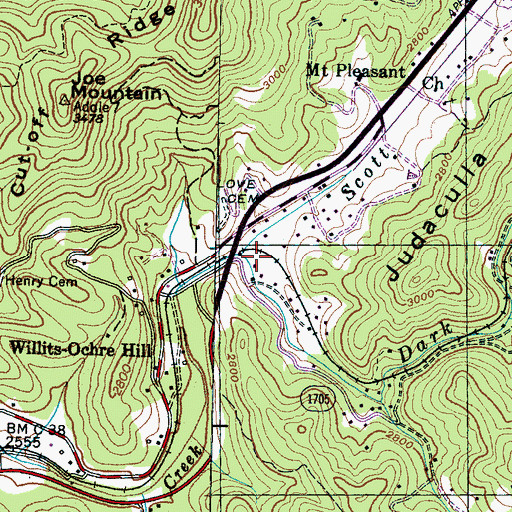 Topographic Map of Dark Ridge Creek, NC