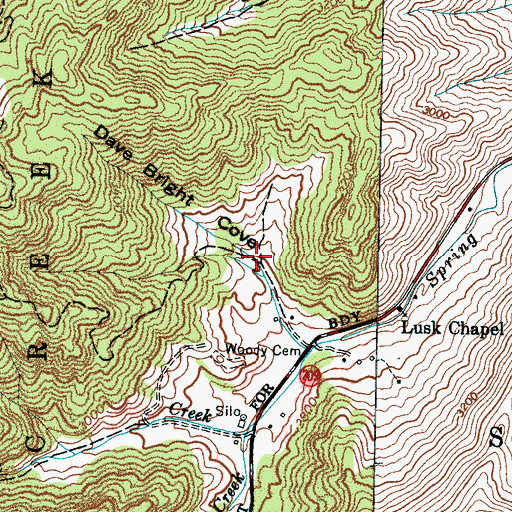 Topographic Map of Dave Bright Cove, NC