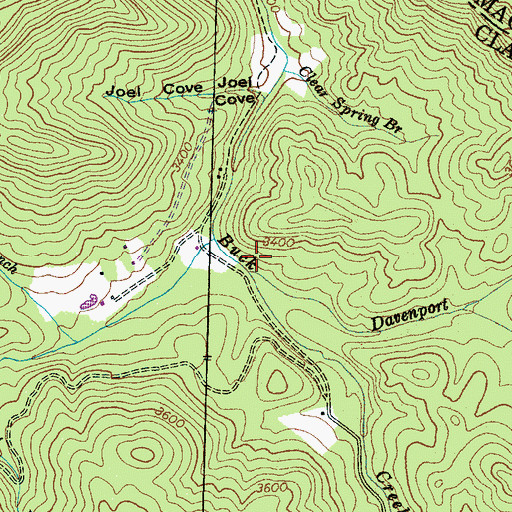 Topographic Map of Davenport Branch, NC