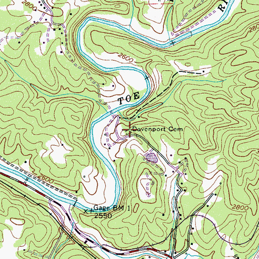 Topographic Map of Davenport Cemetery, NC