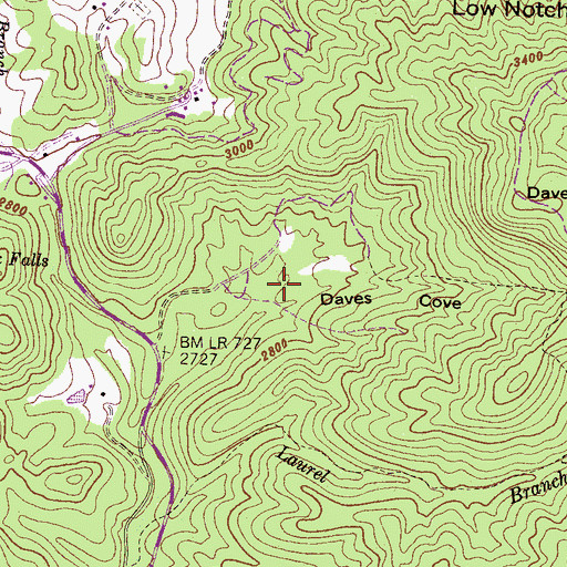 Topographic Map of Daves Cove, NC