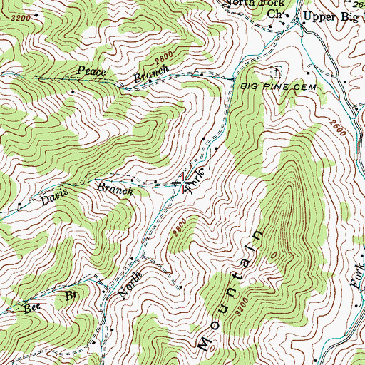 Topographic Map of Davis Branch, NC